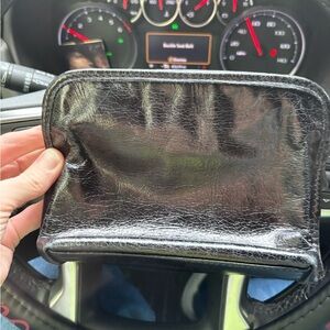 HOBO Black Leather Magnetic 2 Zipper Clutch